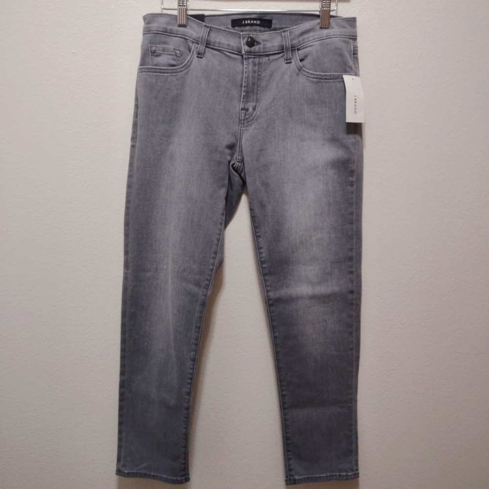J Brand Gray Sadey Mid-Rise Crop Straight Denim Jeans NEW 26